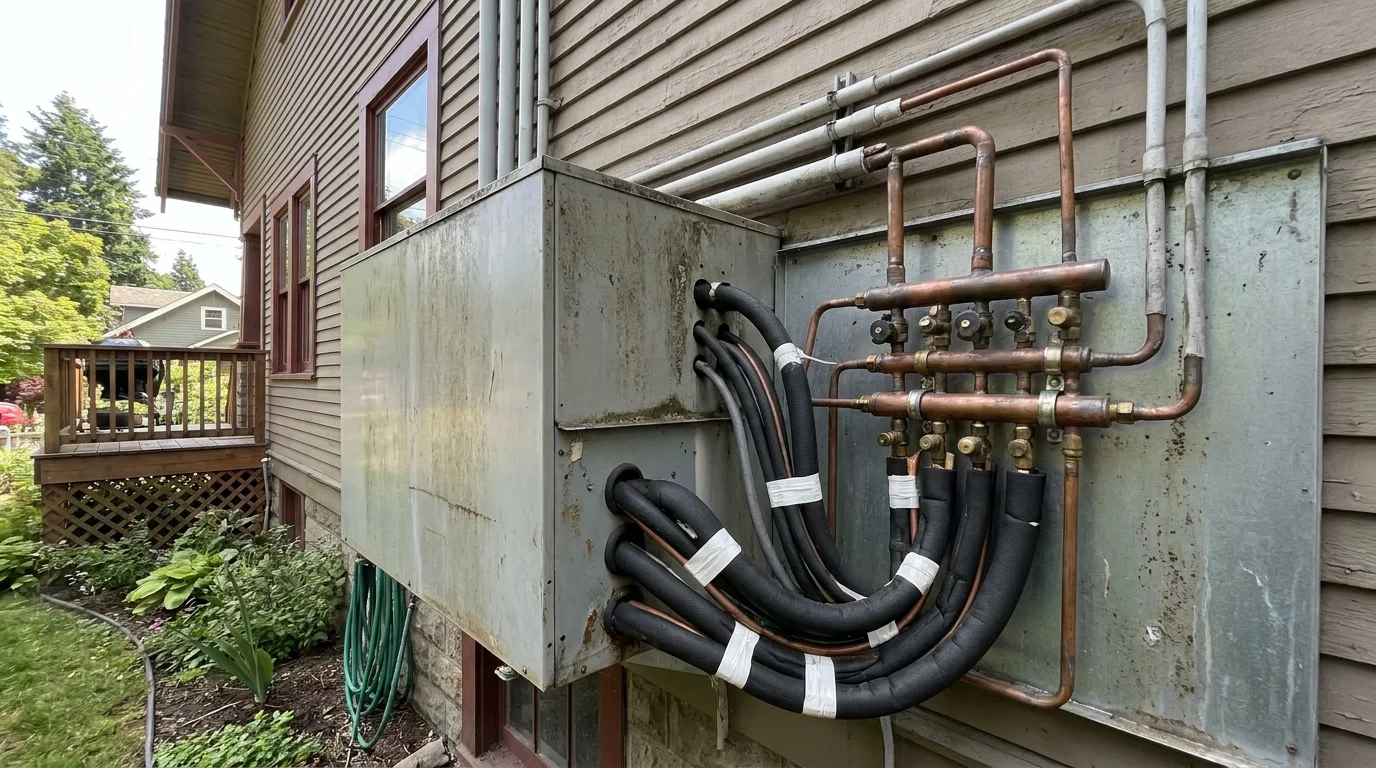 Multi-port electronic branch box and refrigerant manifold distributing heating and cooling to individual zones